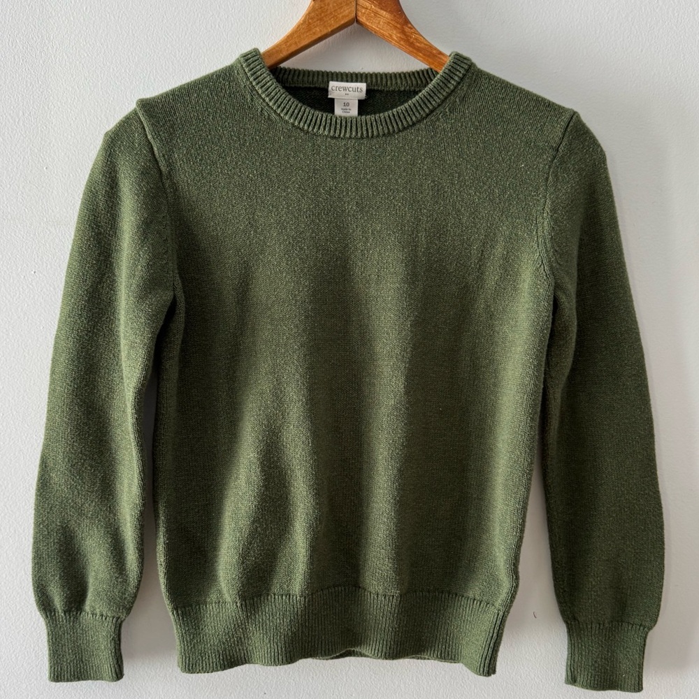 CREWCUTS‎ Crewneck Sweater, Sz 10, knit, cotton, elbow patches, preppy, classic